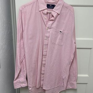 Pink & white vineyard Vines button down